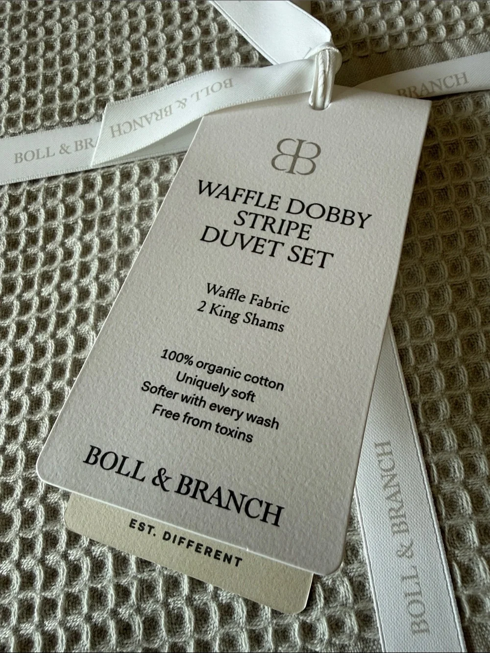 Boll & Branch Waffle Dobby Stripe Duvet Set King/California King